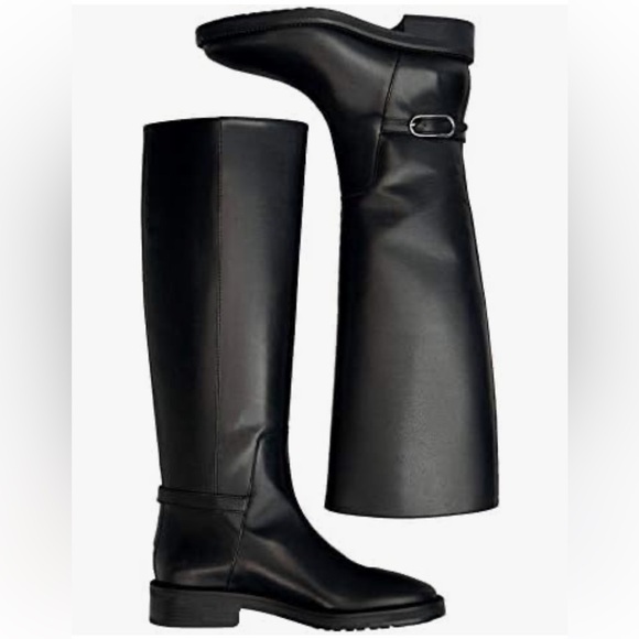 Massimo Dutti Shoes - Black Leather Knee-High Boots